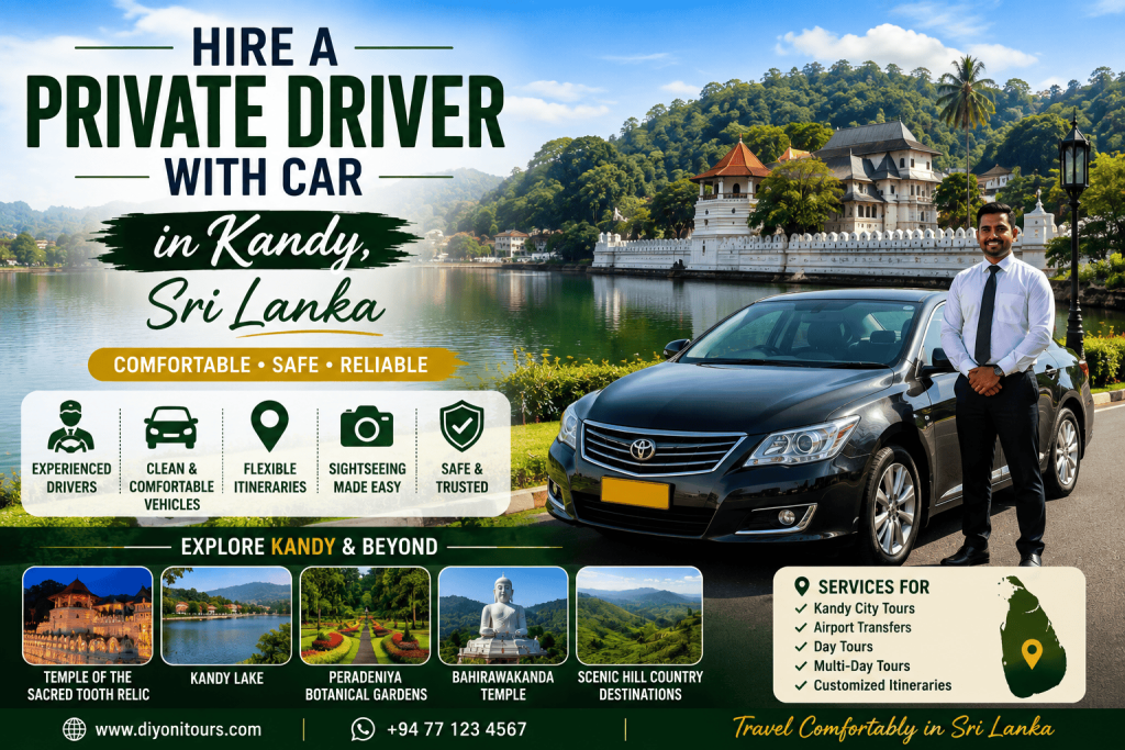 Hire a Private Driver with Car in Kandy, Sri Lanka